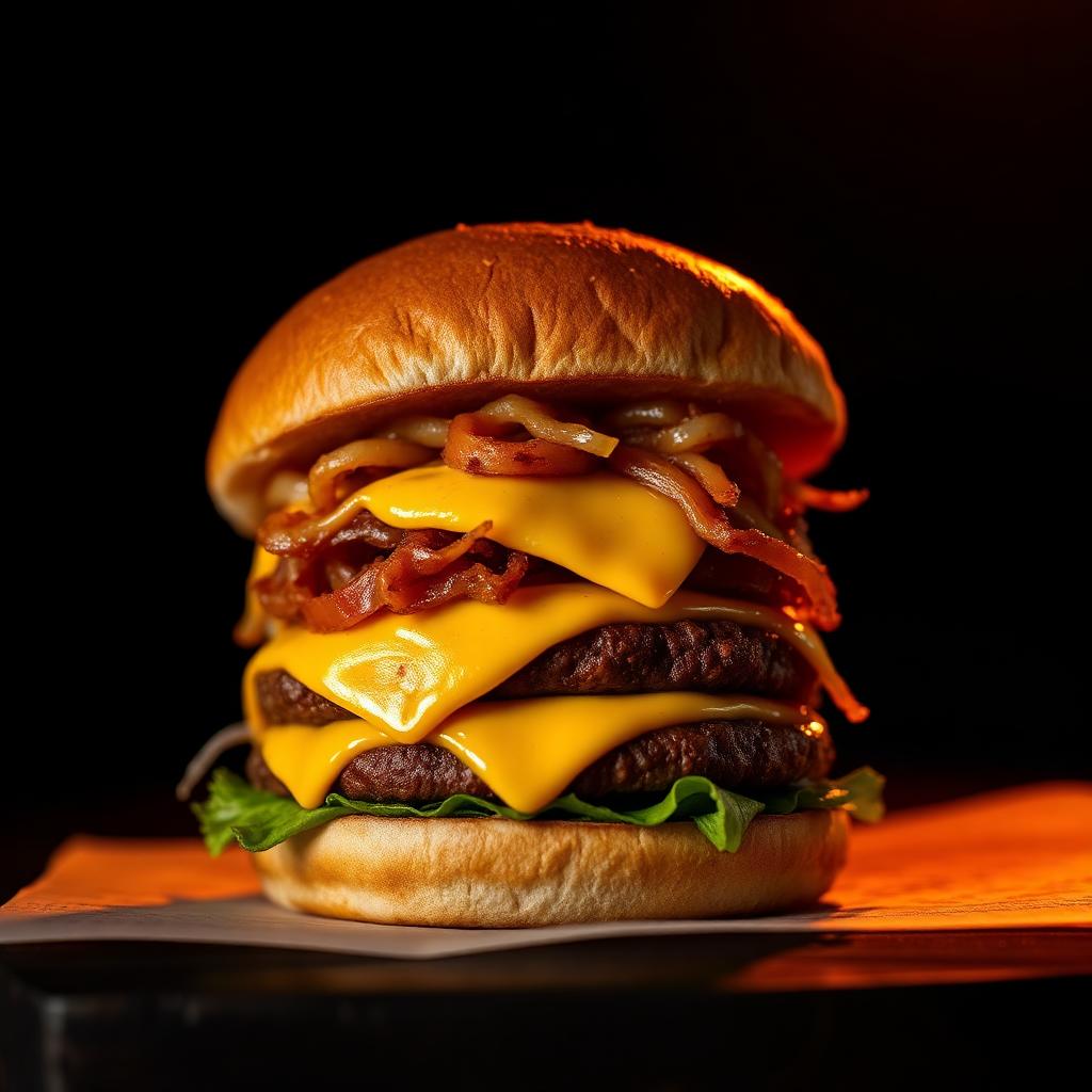 Stacked bacon cheeseburger